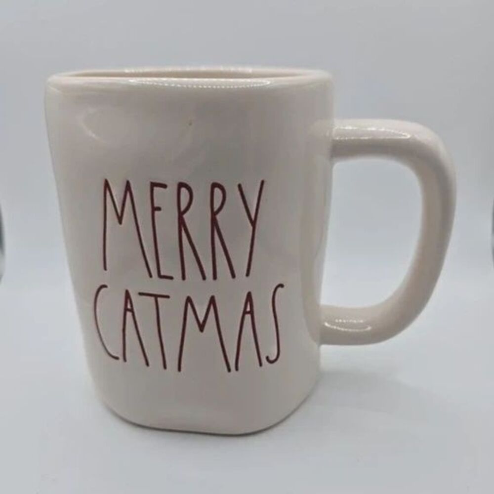 Rae Dunn By Magenta Mug Merry Catmas Red Writing Large Dishwasher Safe Adorable